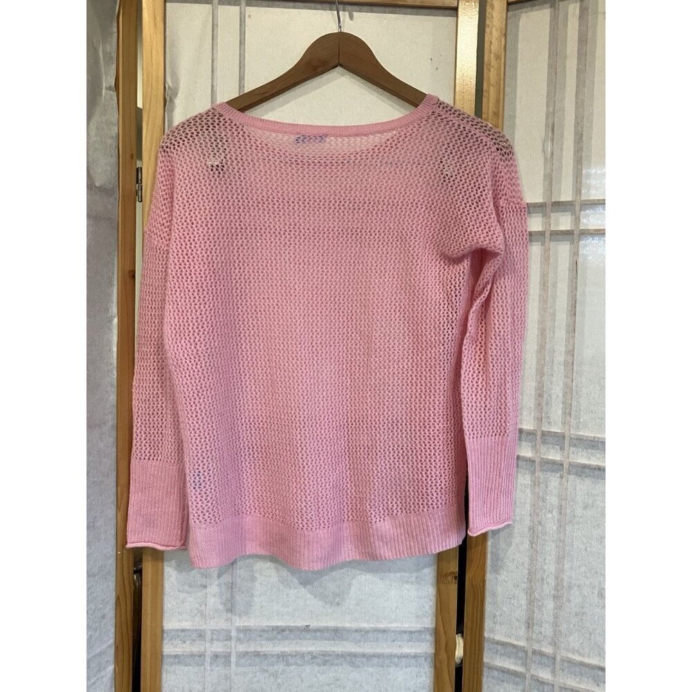 J Mclaughlin Pink Cashmere L/S Sweater XS Open Weave, Beach Preppy - Picture 8 of 8